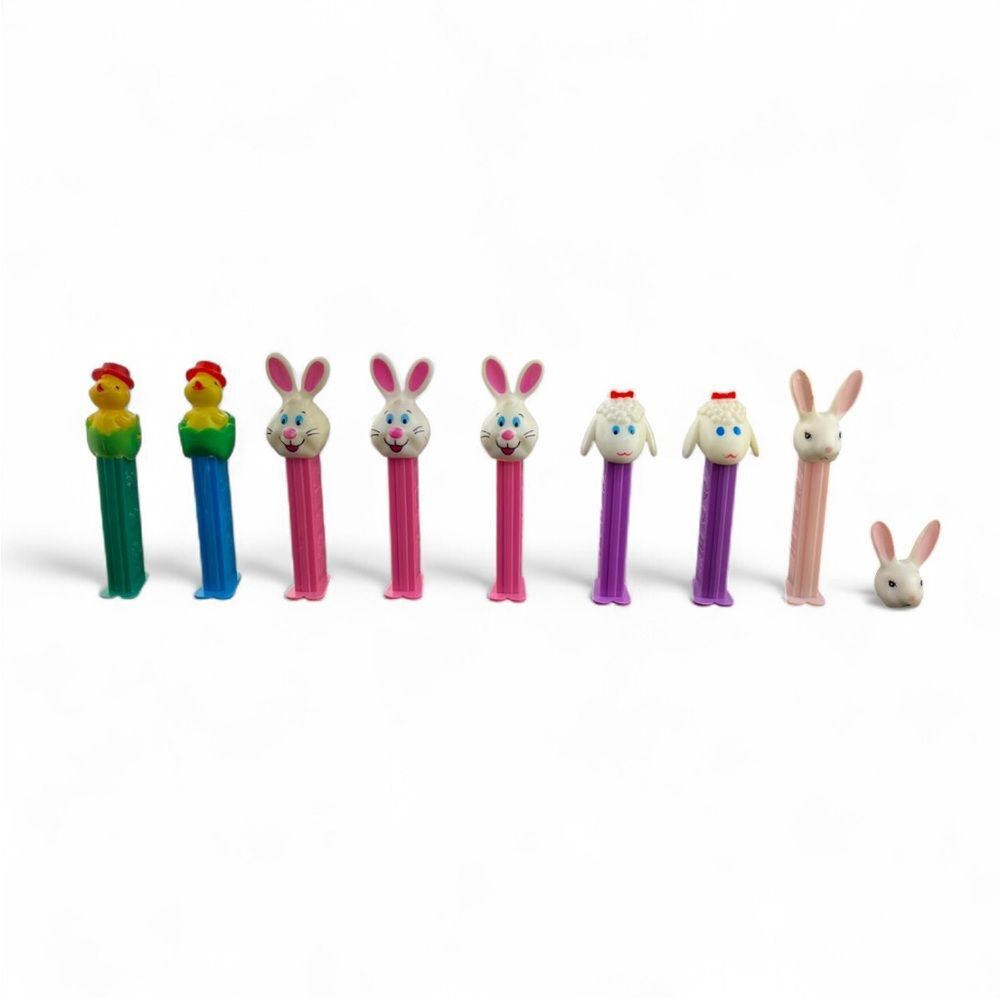 Vintage Easter Bunny Lamb and Baby Chick PEZ Dispenser Bundle